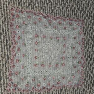 Vintage Floral Embroidered Handkerchief